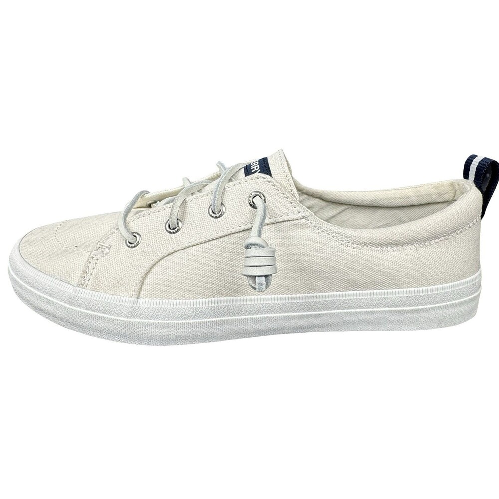 Sperry Womens 9.5 Wide Sneakers Crest Vibe Linen Memory Foam White STS99250 New